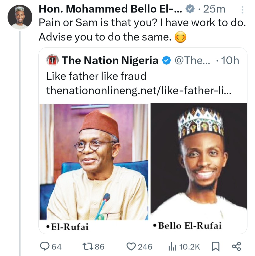 Bello El-Rufai and Bashir El-Rufai slam Sam Omatseye over scathing post he made calling out former governor Nasir El-Rufai