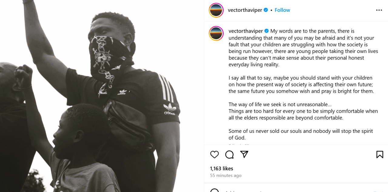 Stand with your children on how the society is presently affecting their future - Rapper Vector tells parents amid calls for protest over rising cost of living