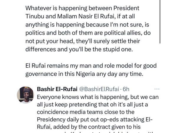 ‘’Nobody is too big to be elected out of office by the people. It will happen and Wallahi nothing will happen”- Bashir El-Rufai writes