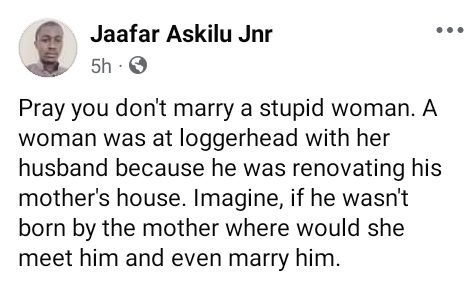 Pray you don’t marry a st!pid woman – Nigerian man says as lady kicks against her husband renovating his mother’s house