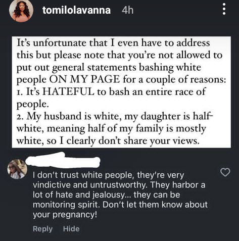 Nigerian woman married to Canadian man reacts after a lady bashed white people under her maternity photos