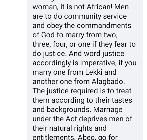 Polygamy: “Strong men don’t handle one woman. It is not African” – Nigerian man says