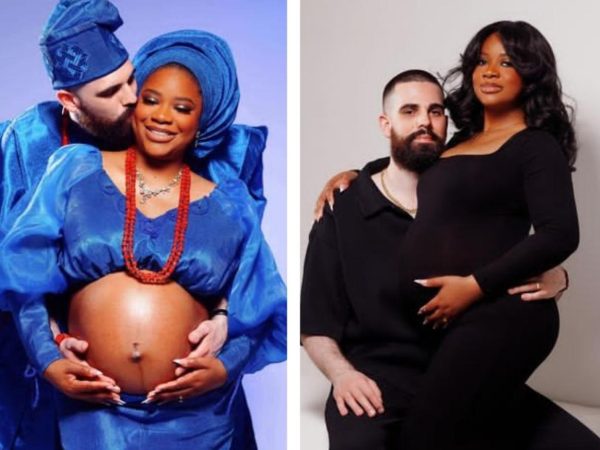 Nigerian woman married to Canadian man reacts after a lady bashed white people under her maternity photos