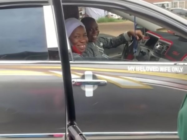 Nigerian man melts hearts over how he uniquely reserved a seat in his car for his wife