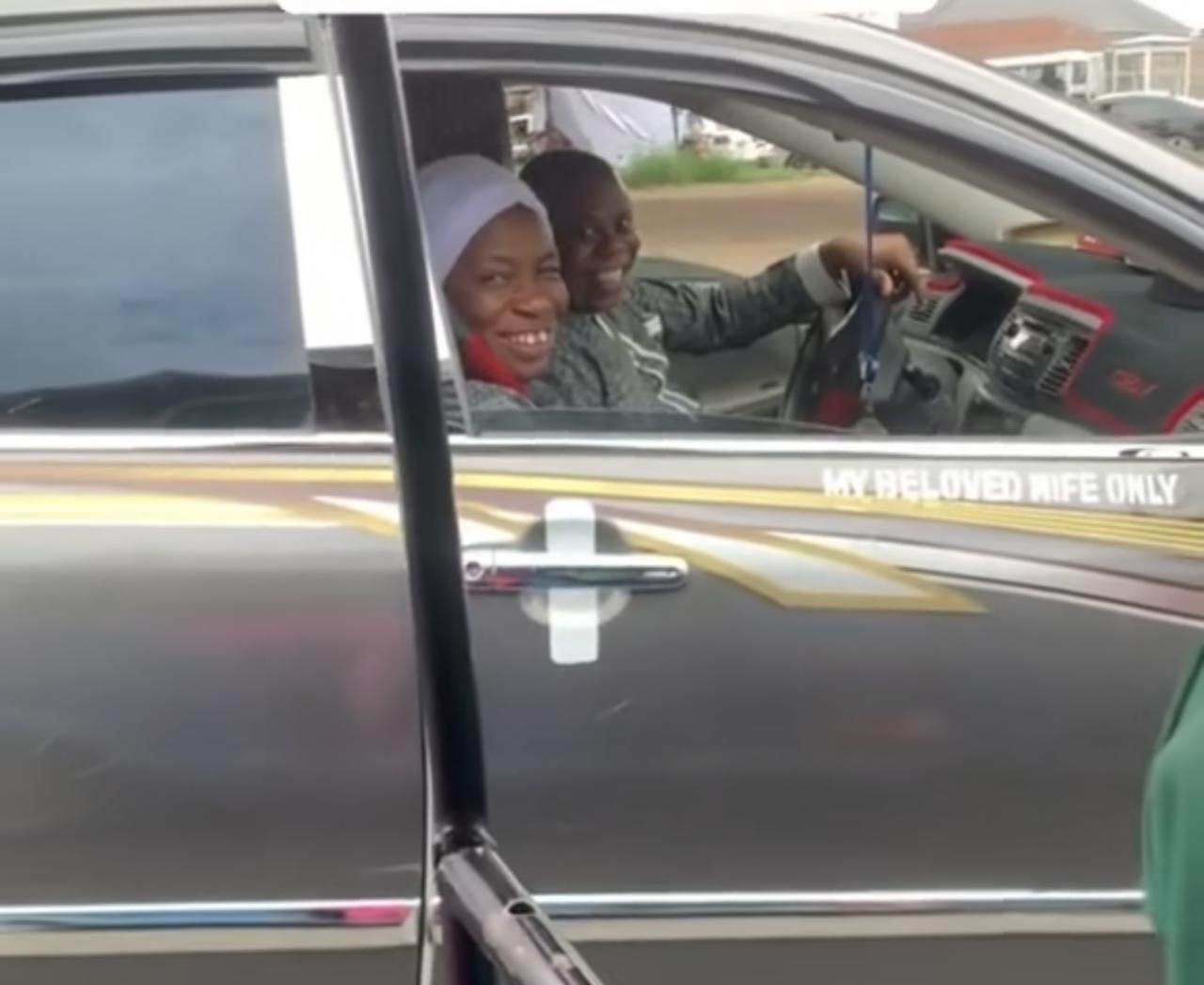 Nigerian man melts hearts over how he uniquely reserved a seat in his car for his wife