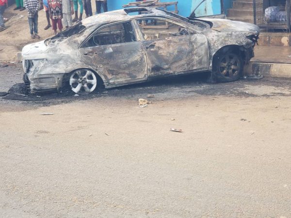 Mob burn vehicle following death of pedestrian in Ogun accident