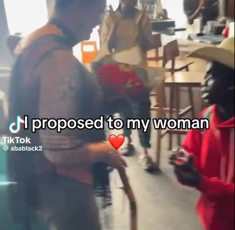 Nigerian man proposes to Caucasian partner after she arrived the country to meet him for the first time