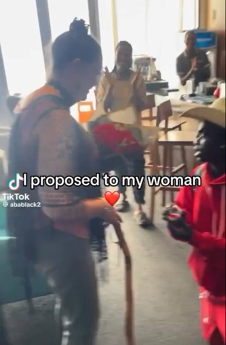 Nigerian man proposes to Caucasian partner after she arrived the country to meet him for the first time