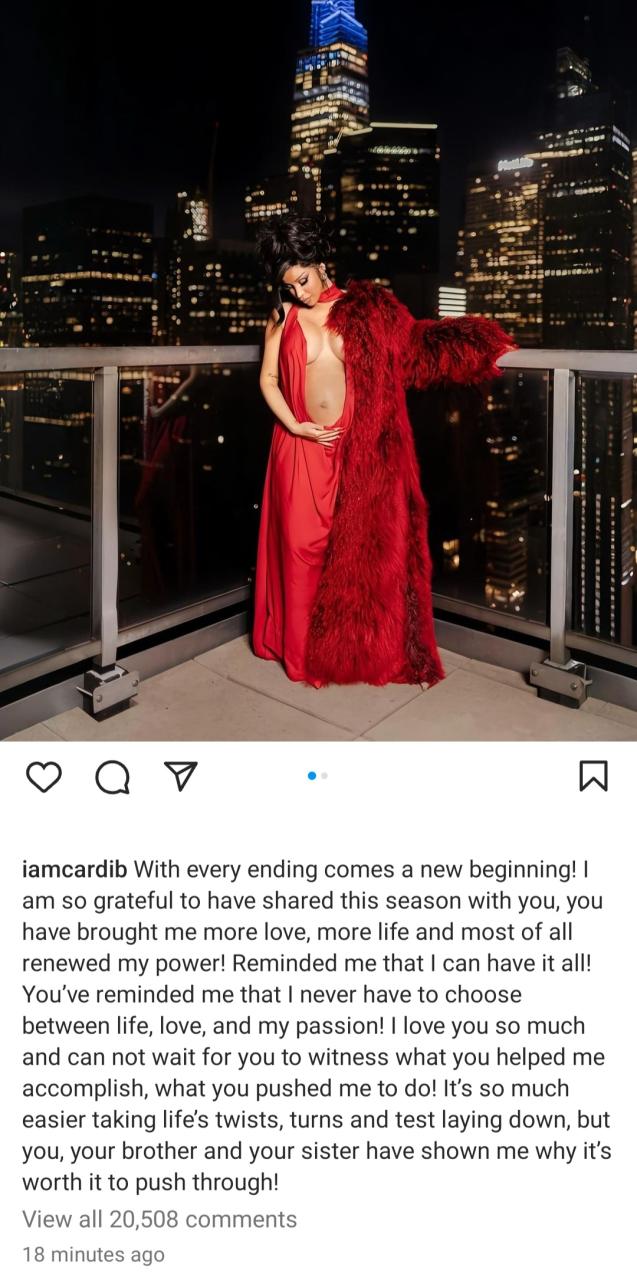 Cardi B pregnant with third child shortly after officially filing for divorce from husband Offset