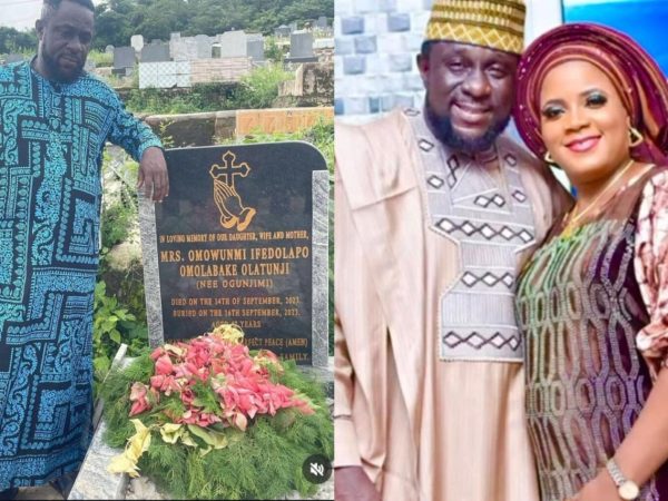 Actor Lekan Olatunji Pens Emotional Tribute to Late Wife on Her First Remembrance as He Visits Her Graveside