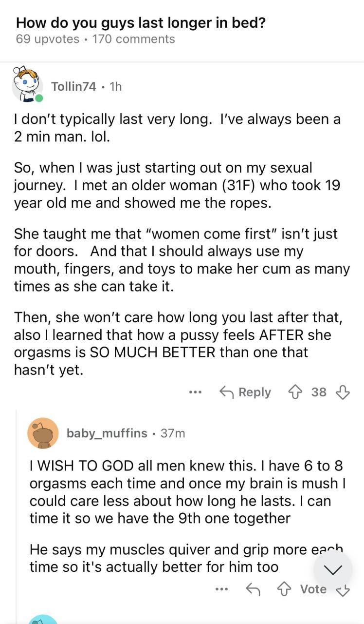 Men give surprising answers after they were asked for their secrets to l@st longer in b3d