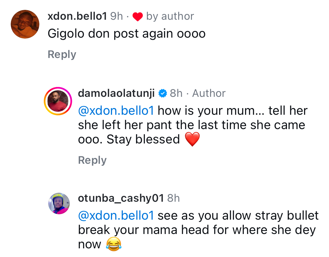 Between actor Damola Olatunji and a troll who referred to him as a