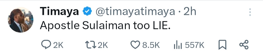 Timaya accuses an Apostle of lying consistently