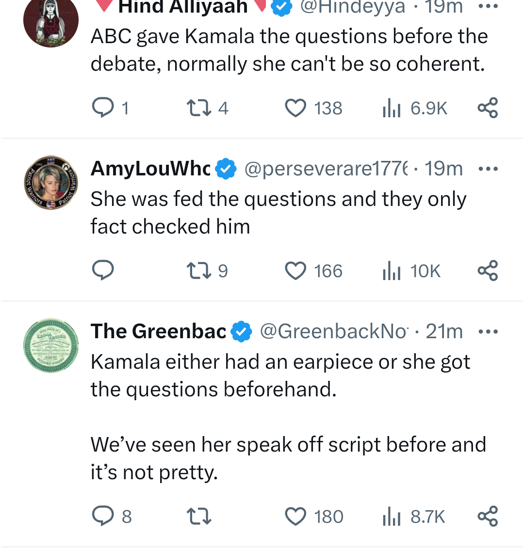 #U.S.Debate2024: Kamala Harris accused of cheating by wearing 