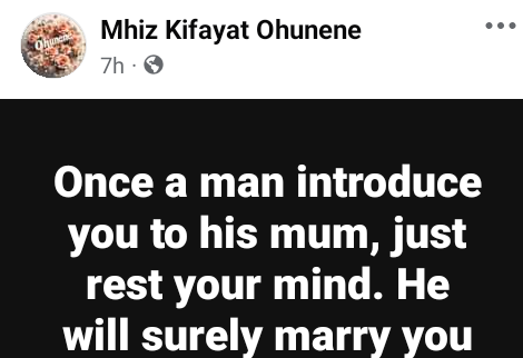 Once a man introduce you to his mum, just rest your mind. He will surely marry you – Nigerian woman says
