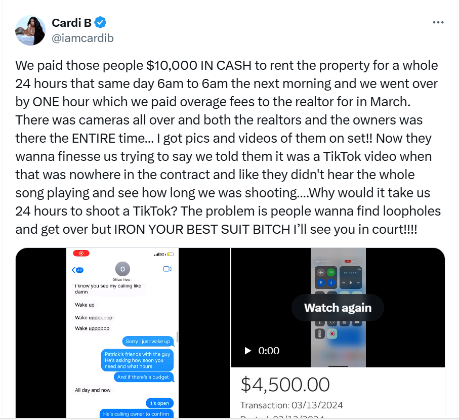 Cardi B and Offset sued over nonpayment for mansion in
