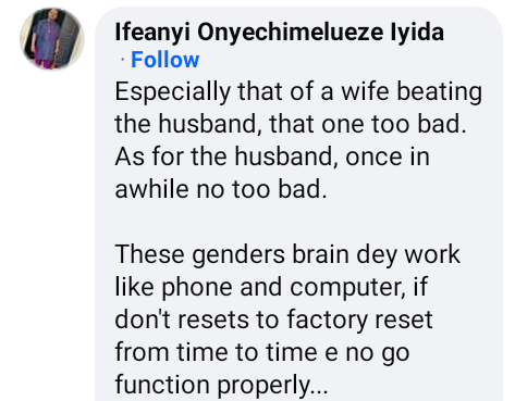 B3ating your wife once in a while to reset her is not bad – Married Nigerian man says
