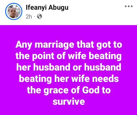 B3ating your wife once in a while to reset her is not bad - Married Nigerian man says