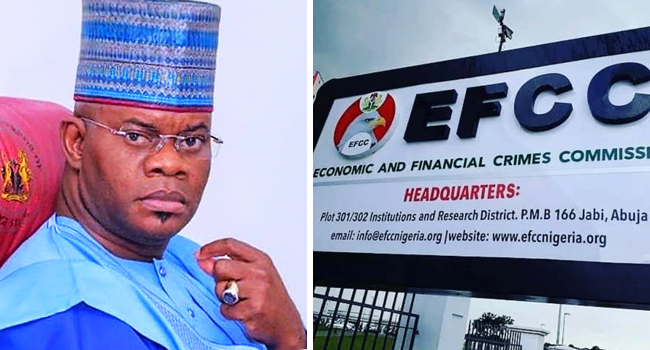 Yahaya Bello turns self in to EFCC