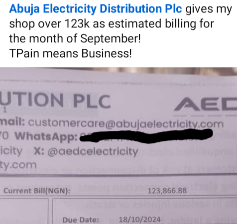 Nigerian tailor laments after receiving over N123,000 electricity bill for September