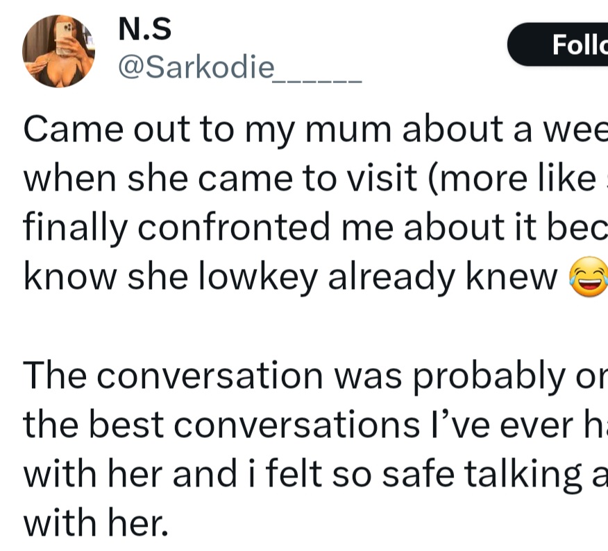 L£sbian Nigerian woman shares how her mother reacted when she revealed her sexual orientation