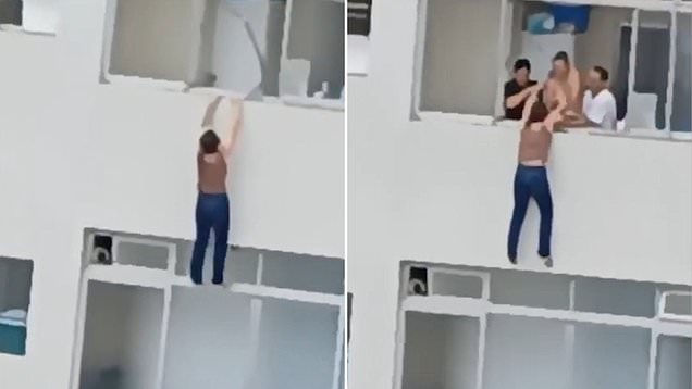 Cleaner left dangling from 16th-floor window after she slipped while cleaning (video)