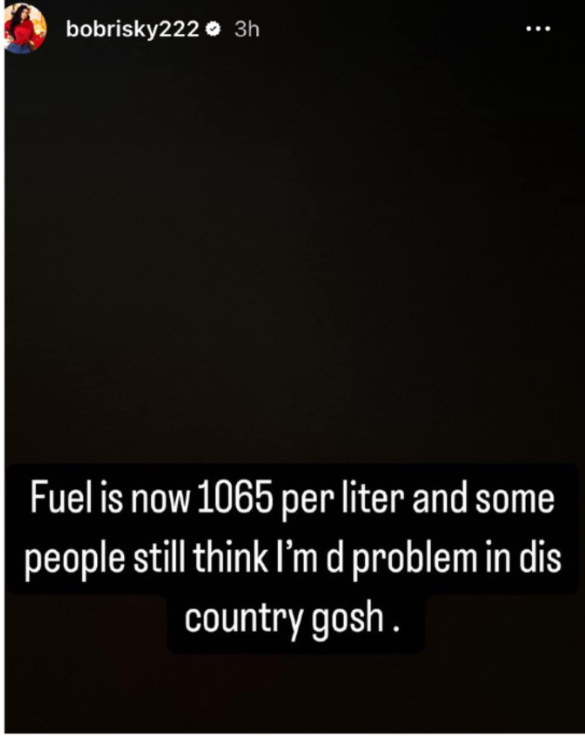 Fuel is now N1,065 and people still think I?m the problem in this country - Crossdresser Bobrisky