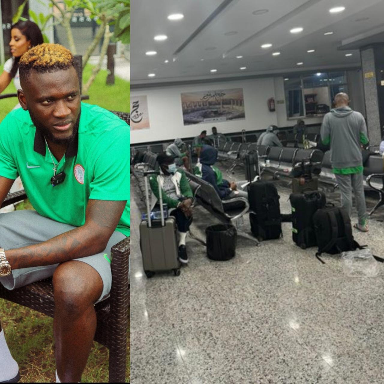 “Been at the airport for almost 13 hours no food no wifi no where to sleep” Victor Boniface laments after Super Eagles were left stranded in Libya airport