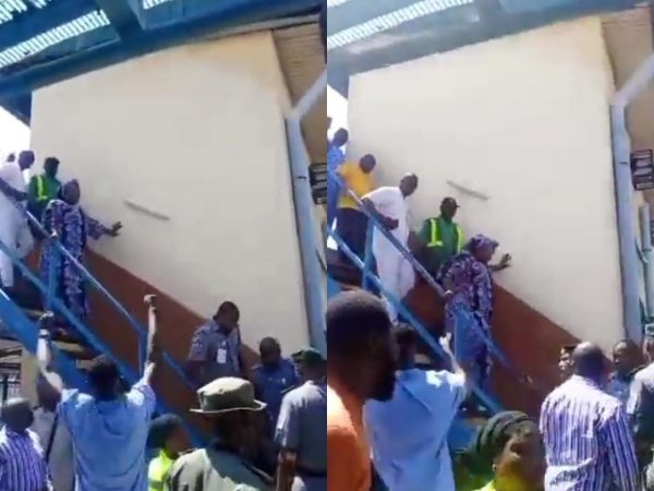 “Ole” port workers chant as “retired” female customs officer leaves office “on final day” (video)