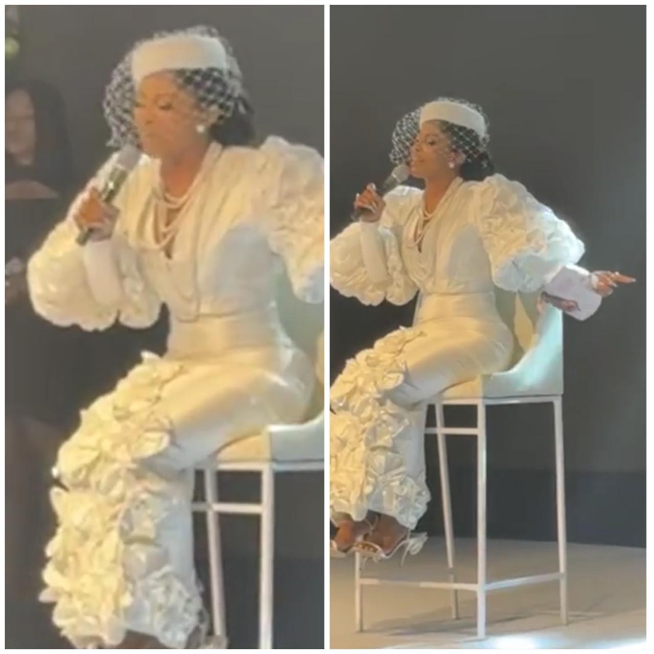 “Thank you for not judging me the way the world judges me. You saw me through a divorce when I thought I was going to d!e”- Toke Makinwa breaks down as she appreciates God at her thanksgiving service
