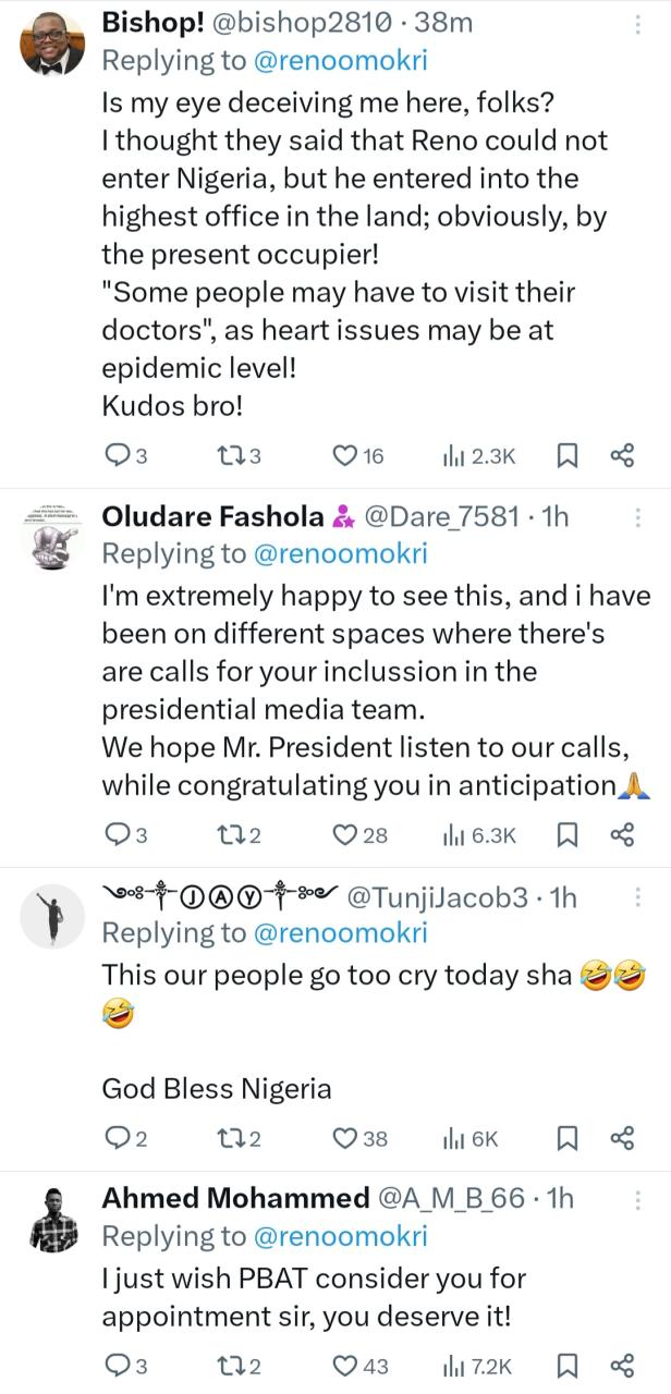 Reactions as Reno Omokri meets with Tinubu