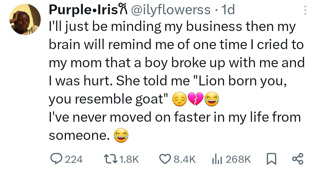 Woman reveals statement her mother made that helped her get over a heartbreak