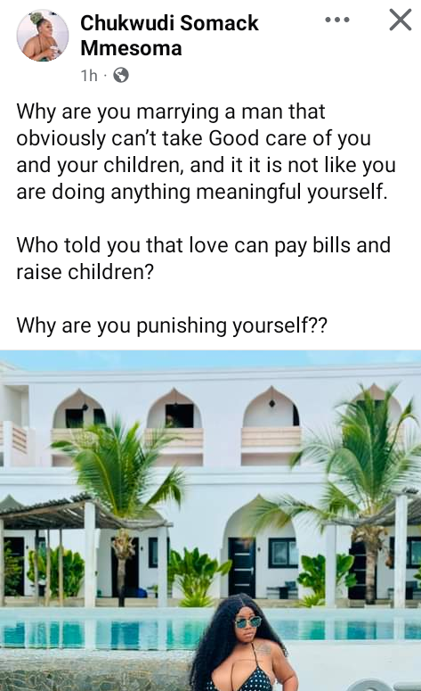 Who told you love can pay bills and raise children? – Nigerian lady addresses women marrying men that can’t take good care of them and their kids