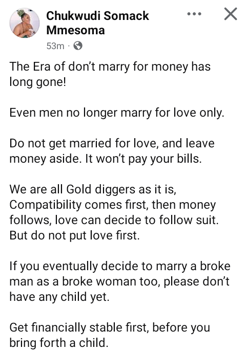 Who told you love can pay bills and raise children? - Nigerian lady addresses women marrying men that can?t take good care of them and their kids
