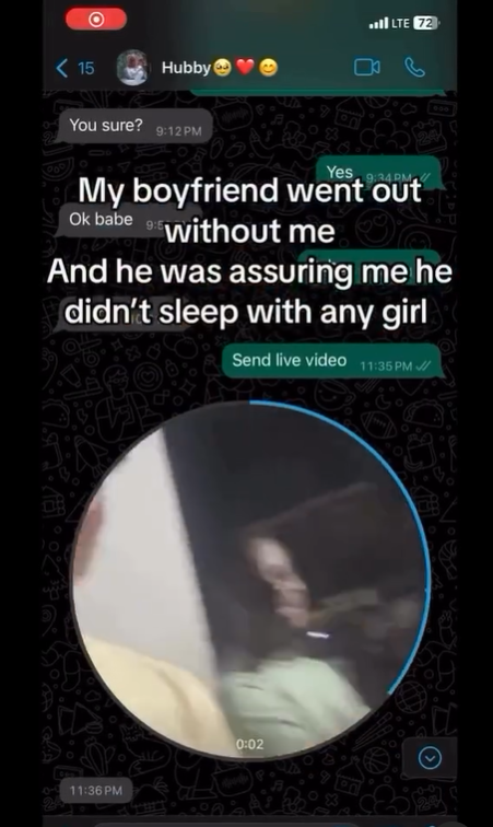 Lady shares video of how her boyfriend kept reassuring her he’s not cheating while out with a friend