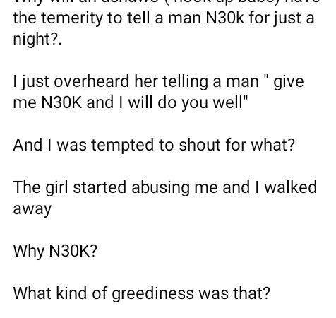 What kind of greediness was that? – Nigerian journalist reacts after a s3x worker had the temerity to ask for N30k for a night