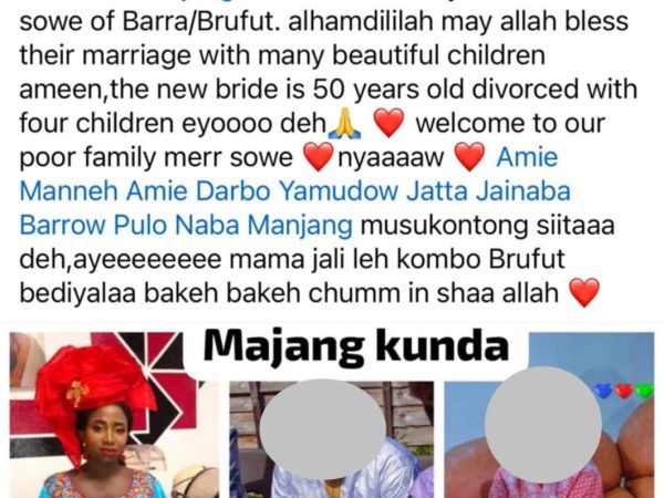“The new bride is a 50-year-old divorcee with four children” – Gambian woman publicly ‘congratulates’ her husband of 20 years for marrying second wife