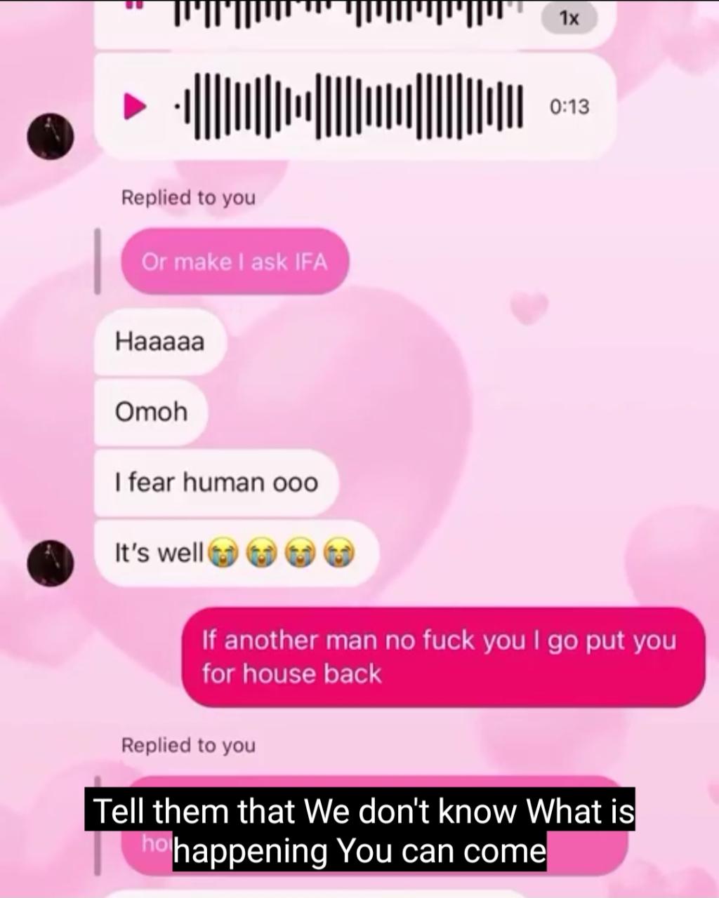 Chats show singer Portable asking his mistress Queen Dami if she cheated on him with another man