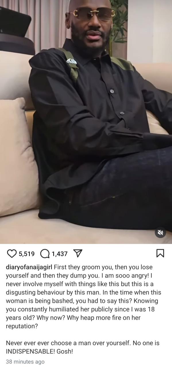 "This is a disgusting behaviour by this man" Businesswoman founder, Ifedayo Agoro blasts 2Baba as she advices women amid Tuface and Annie