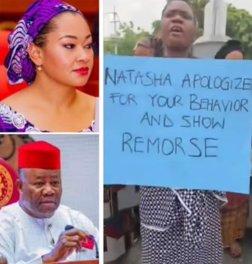 Leave our son alone – Akwa Ibom women stage protest against Natasha Akpoti-Uduaghan over the sexual harassment allegation against Godswill Akpabio