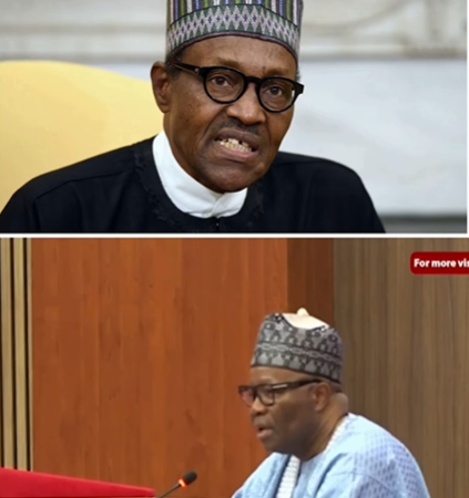 Moment Senate President, Godswill Akpabio, made a gaffe while speaking about former President Buhari’s funeral (video)