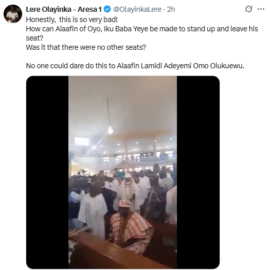 Wike?s media aide, Lere Olayinka, tackles Alaafin of Oyo for moving from his sitting position  for billionaire businessman, Sir Gabriel Igbinedion, at his 91st birthday church thanksgiving